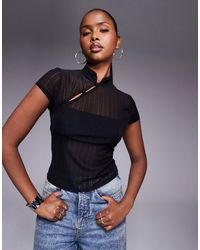 ASOS - – figurbetontes, gesmoktes netzstoff-oberteil - Lyst