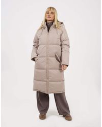 Brave Soul - Maxi Length Padded Jacket With Fixed Hood - Lyst