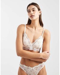 Lindex - Valerie Floral Printed Lace Padded Triangle Bralette - Lyst