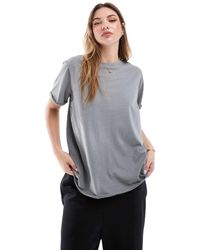ASOS - T-Shirt Antracite Slavato Vestibilità Ampia Con Bordi Grezzi - Lyst
