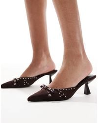 Raid - Tinsley Kitten Heeled Mules With Bows - Lyst