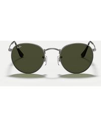 Ray-Ban - Gafas De Sol Gris Acero Con Montura Redondeada Metálica Y Lentes Verdes De - Lyst