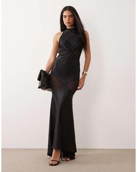 ASOS - Premium Sculpted Mesh Panel Maxi Dress With Strappy Back - Lyst