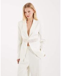 Miss Selfridge - Lace Insert Cinch Blazer Co-ord - Lyst