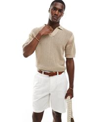 Pull&Bear - Textured Knitted Revere Polo - Lyst