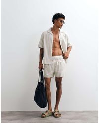 ASOS - Short Length Linen Look Striped Shorts - Lyst
