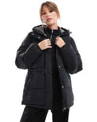 JJXX - Chaqueta Negra Acolchada Con Capucha Y Cordón Ajustable De - Lyst