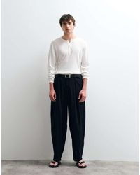 ASOS COLLECTIVE - Ac-b-254 Pleated Cotton-linen Blend Tapered Barrel Leg Pants - Lyst