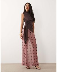 ASOS - Printed Sheer Mesh Maxi Skirt - Lyst