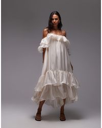 & Other Stories - Midaxi Dress With Off Shoulder And Double Ruffle Detail - Lyst