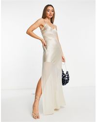 French Connection - Satin Maxi Cami Dress With Panels - Lyst