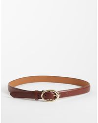 Mango - Smalle Riem Van Imitatieleer Met Ovale Gesp - Lyst