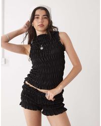 Collusion - Satin Look Shirred Micro Shorts Co-ord - Lyst