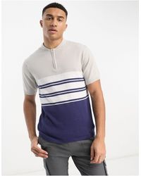 Another Influence - Polo grigia color block con zip - Lyst