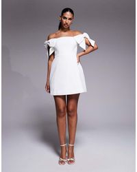 Forever New - Bridal Structured Off The Shoulder Bow Mini Dress - Lyst