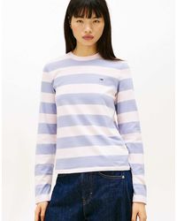 Tommy Hilfiger - – langärmliges shirt aus mehrfarbigem jersey mit flaggenstickerei - Lyst