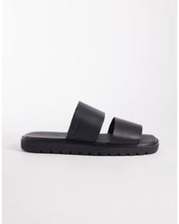 Calvin Klein - Real Leather Double Bar Sandals - Lyst