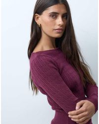 Hollister - Fitted Cable Knit Slash Neck Jumper - Lyst