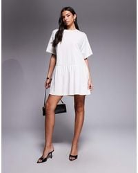 ASOS - Short Sleeve Dropped Waist Peplum T-shirt Mini Dress - Lyst