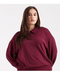 ASOS - Sudadera Con Cuello Panadero De Cupro Suave De Asos Design Curve-Rojo - Lyst