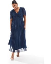 ASOS - Asos Design Curve Pleated Bodice Flutter Sleeve Pleat Midi Dress - Lyst