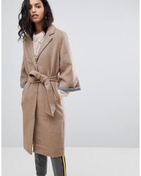 Y.A.S Abbey Wool Blend Belted Duster Coat - Brown