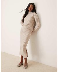 Vila - Gonna Lunga Color Crema A Coste - Lyst