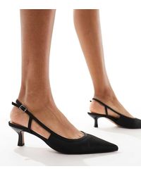 Asos Design Wide Fit - Strut Slingback Kitten Heeled Shoes - Lyst