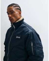 Schott Nyc - Logo Patch Padded Buckle Collar Detail Bomber Jacket - Lyst