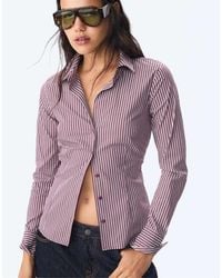 Stradivarius - Basic Gestreept Aansluitend Overhemd - Lyst