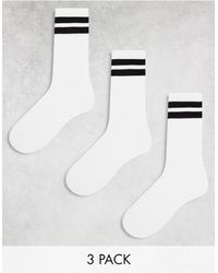 Pull&Bear - Confezione da 3 paia di calzini bianchi a righe - Lyst