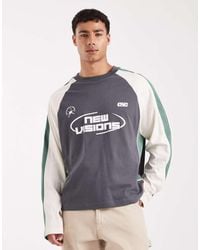 ASOS - Boxy Oversized Long Sleeve T-shirt With Cut And Sew Paneling And Sports Graphics - Lyst