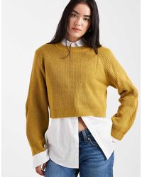 Brave Soul - Cropped Knitted Crew Neck Jumper - Lyst