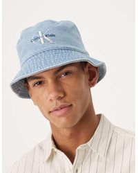 Calvin Klein - Monologo Embroidered Denim Bucket Hat - Lyst