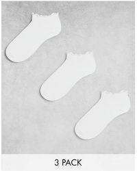 ASOS - Confezione da 3 paia di calzini corti bianchi con finiture con volant - Lyst