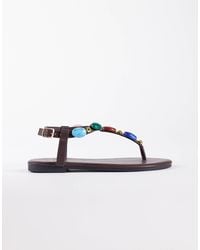 SEQWL - Embellished Strappy Flat Sandals - Lyst