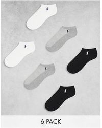 Polo Ralph Lauren - Confezione da 6 paia di calzini sportivi neri, bianchi e grigi - Lyst