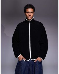 ASOS - Relaxed Funnel Neck Zip-through Fleece Sweatshirt - Lyst