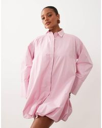 ASOS - Wide Cuff Shirt Mini Dress With Bubble Hem - Lyst