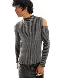 ASOS - Kniited Muscle Plated Rib Jumper With Cap Sleeves - Lyst