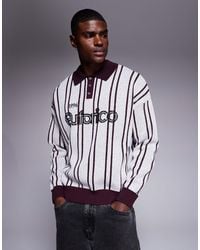 ASOS - Oversized Textured Knitted Polo With Sports Graphic - Lyst
