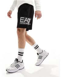 EA7 - Armani - - pantaloncini neri felpati con logo laterale grande - Lyst