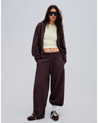 Bershka - Barrel Fit Plush Trousers - Lyst