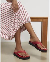 River Island - Leather Flatform Toe Thong Sandals - Lyst
