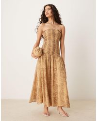 ASOS - – maxikleid aus gerafftem chiffon mit tiefer taille und schlangenhautmuster - Lyst