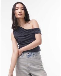 TOPSHOP - Cupro Draped Off The Shoulder Top - Lyst