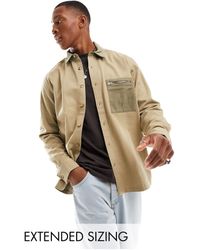 ASOS - Camicia comoda color pietra con tasca e colletto a contrasto - Lyst