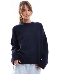 Bershka - Grofgebreide Trui Met Ronde Hals - Lyst