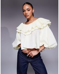 ASOS - Cotton Poplin Pleated Over-sized Blouse - Lyst
