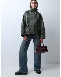 JJXX - Funnel Neck Leather Jacket - Lyst